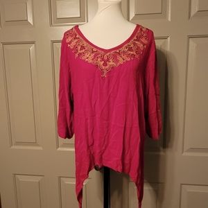 *Calessa ladies plus size embroidered red tunic.